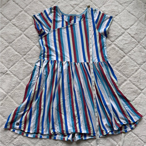 Tea Collection | Multi Stripe Short Sleeve Wrap Neck Dress | Size 14 - Picture 6 of 6